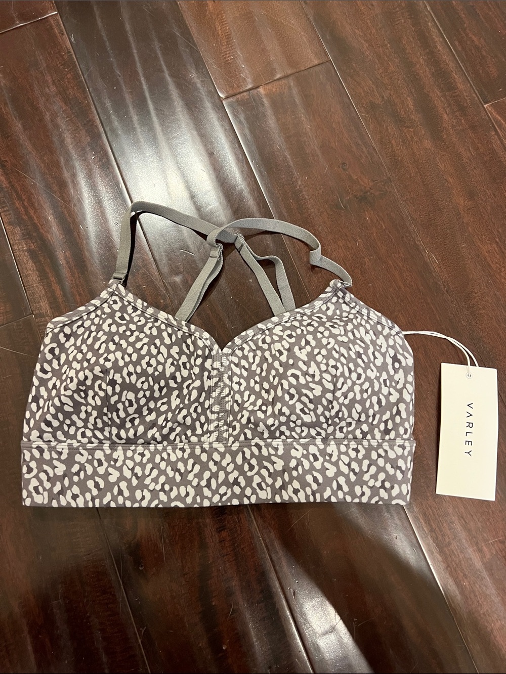 Varley Grey Leopard-Print Sports Bralette